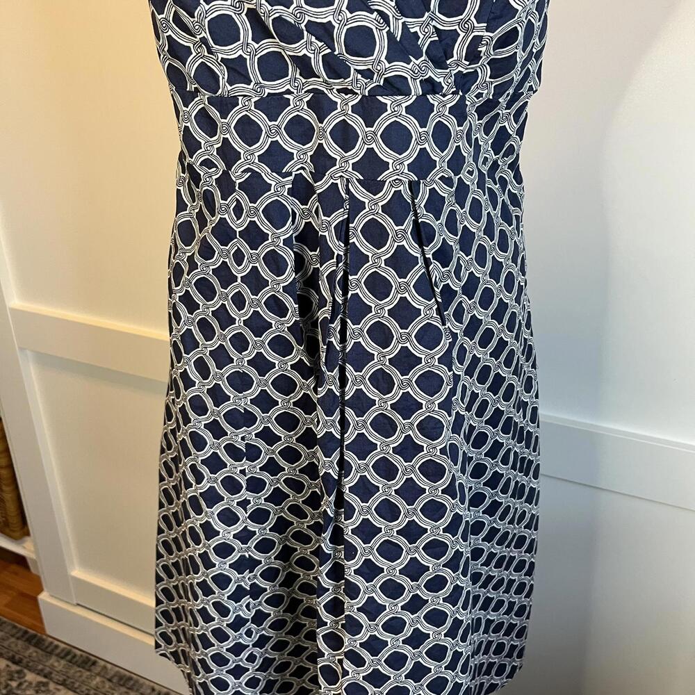 Lands End Navy Blue / White Patterned Dress - Picture 4 of 7